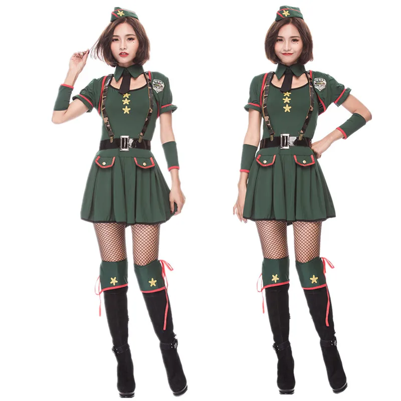 

Halloween Cosplay Camouflage Sailor Suit Role-playing Costume Women's Police Uniform Performance Outfit Polyester Fiber