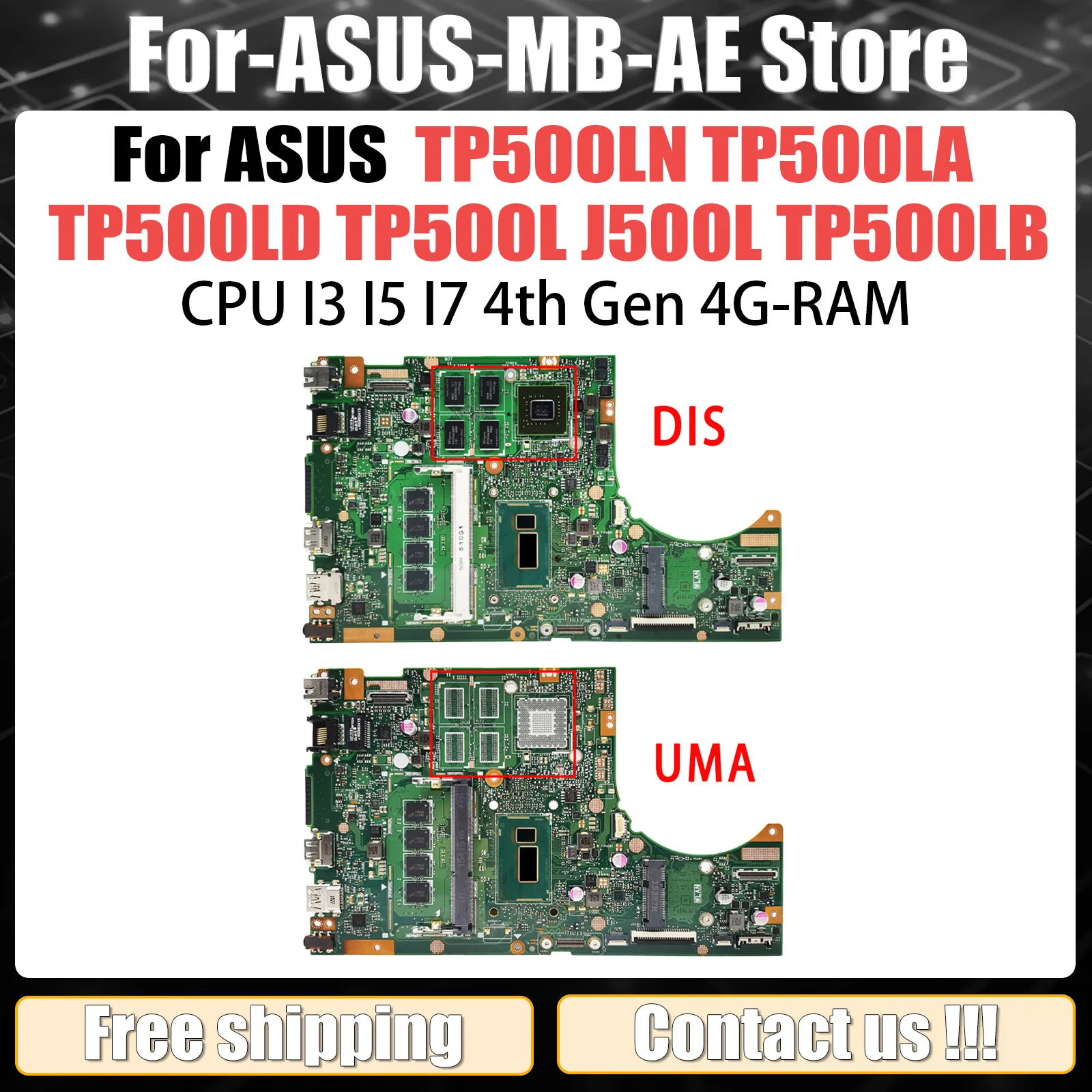 TP500LN Mainboard For ASUS TP500LA TP500LD TP500L J500L TP500LB Laptop Motherboard CPU I3 I5 I7 4th Gen 4G RAM GT840M