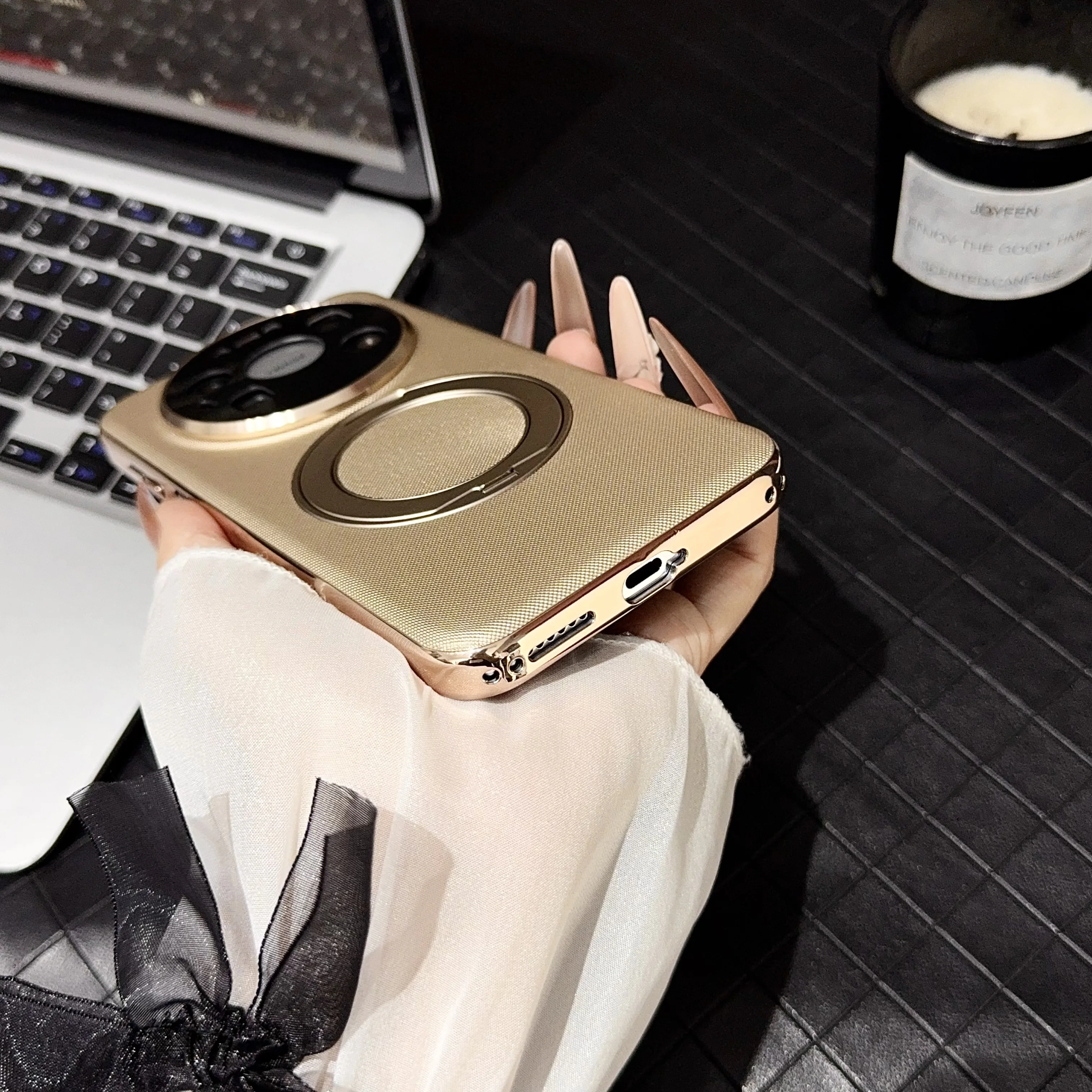 حافظة هاتف جلدية عصرية بلون سادة لهاتف هواوي ميت 80 برو ميت 80 برو ماكس مع مغناطيسي 360 ° حامل دوار #6