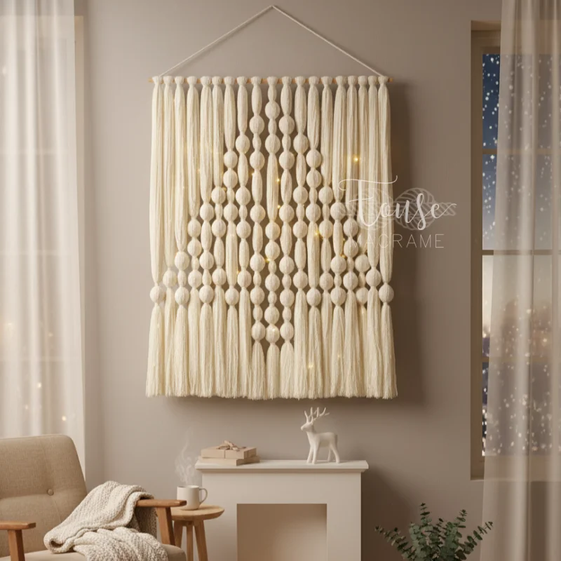

Large Macrame Wall Hanging Decorative Tapestry Ball Tassel Wall Art for Living Room Decor