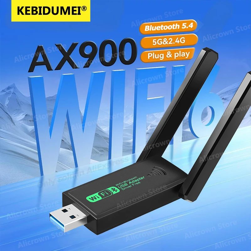 

2в1 900 Мбит/с Bluetooth 5.4 USB-адаптер 5dBi Антенна WiFi6 Сетевая карта Dongle 2,4G и 5 ГГц Wlan Приемник сигнала для ПК Драйвер Бесплатно