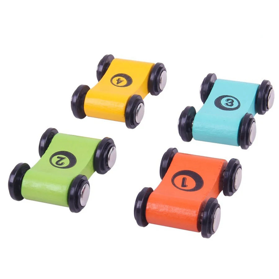 4 szt. Drewniany skuter dla dzieci, tor wyścigowy z autkami do ślizgania, zamienna rampa, model autka wyścigowego dla chłopców, wyścigi palcami