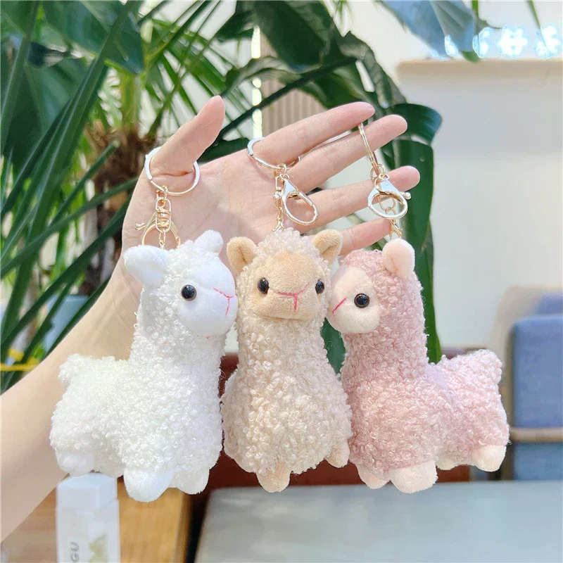 Creative Kawaii Doll Keychain Cartoon Cute Alpaca Plush Pendant Fashion Student Backpack Decoration Accessories Birthday Gifts