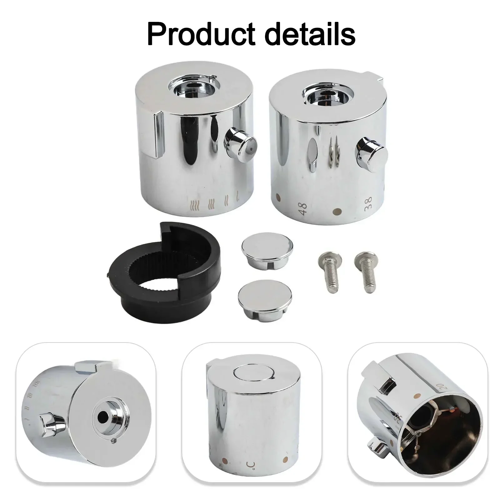 Temperature Control Knob Handles For SMA Thermostatic Mirror Silver Stop Ring 1pair ABS Plastic Control Handle Practical