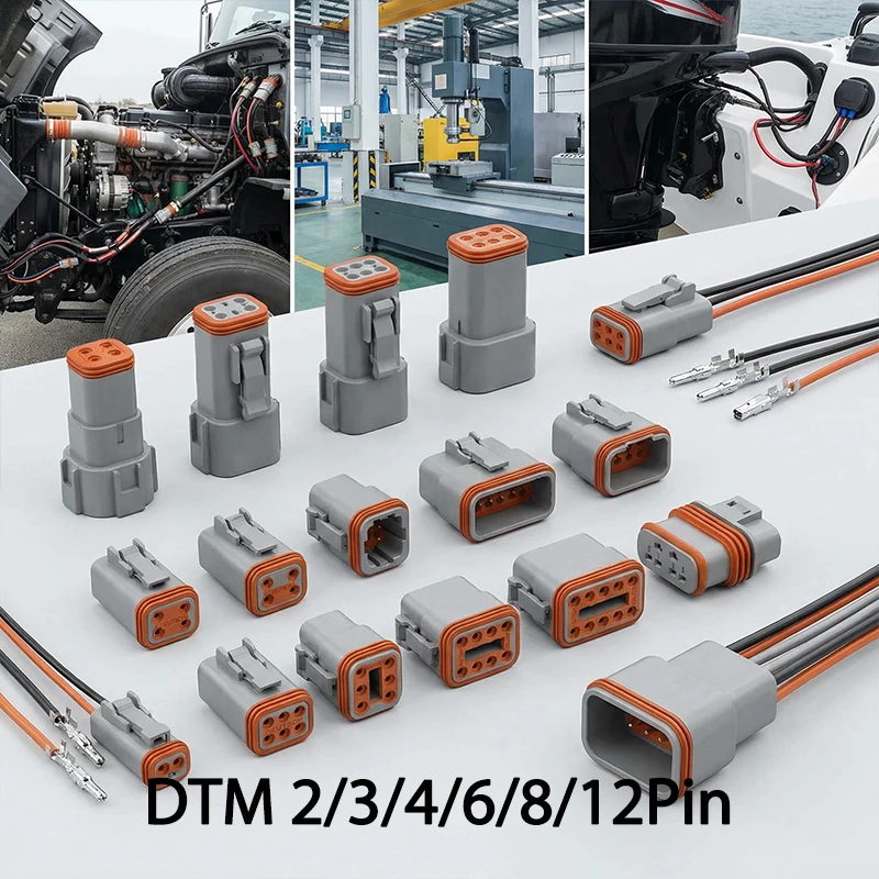 ​​Multi-Pin Deutsch DTM Waterproof Connector Kit 2/3/4/6/8/12P - Car/Bus Engine Wiring Harness Terminals​ - DTM04/DTM06-2P/3S/4P