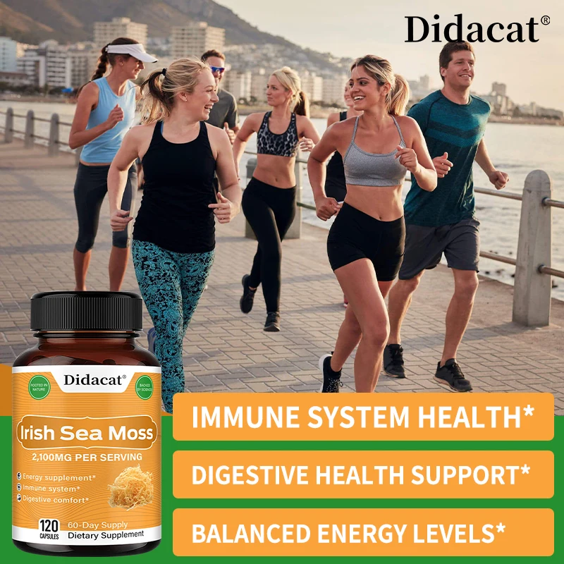 Organic Irish Sea Moss Capsules - for Immune Support, Heart Health,  Joint Health and Thyroid Support for Women and Men