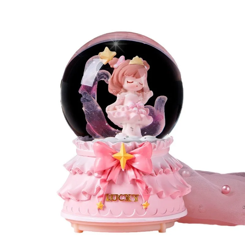 Creative Snowball Music Box Luminous Crystal Ball Girl\'s Birthday Gift Home Decoration