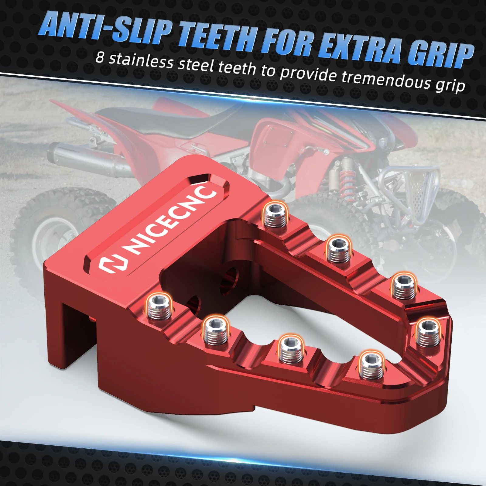 NICECNC Für Honda TRX450R 2006-2009 Hinterradbremspedalspitze für Honda TRX450ER Aluminium verbreitertes, rutschfestes, verstellbares ATV-Zubehör – Detail 6