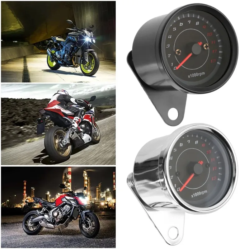 

Auto Gauge Motobike Accessory Machinery Motorcycle Speedometer With LED Light Moto Parts Universal Tachometer Modified Odometer