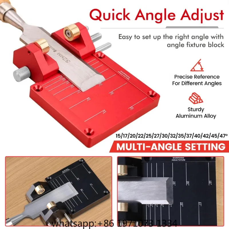 Sharpening System with Honing Guide, Angle Gauge & Holder for Woodworking Chisels