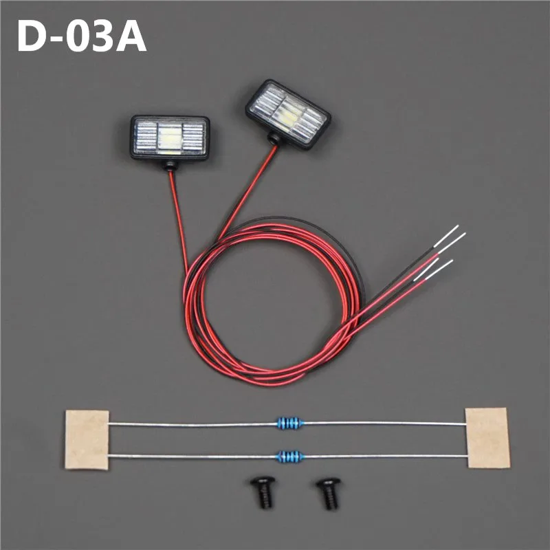 2pcs LED 3V Rectangular Spotlight for 1/14 Tamiya RC Truck SCANIA 770S R620 VOLVO BENZ Arocs MAN TGX Car Accessories