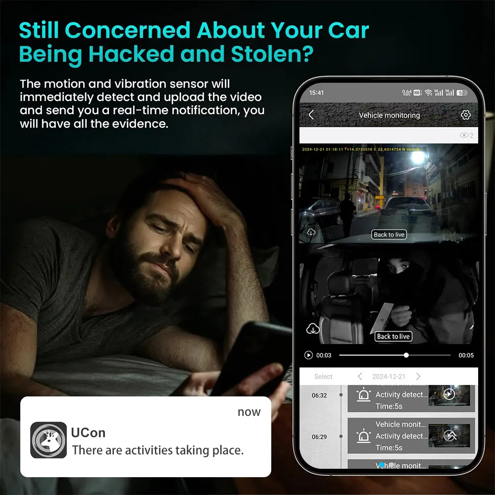 LS VISION 4K 4G Car Security Camer Dual Lens GPS Dash Cam for Car Camera Intercom Human Detection 6 Month 24H Parking Monitor