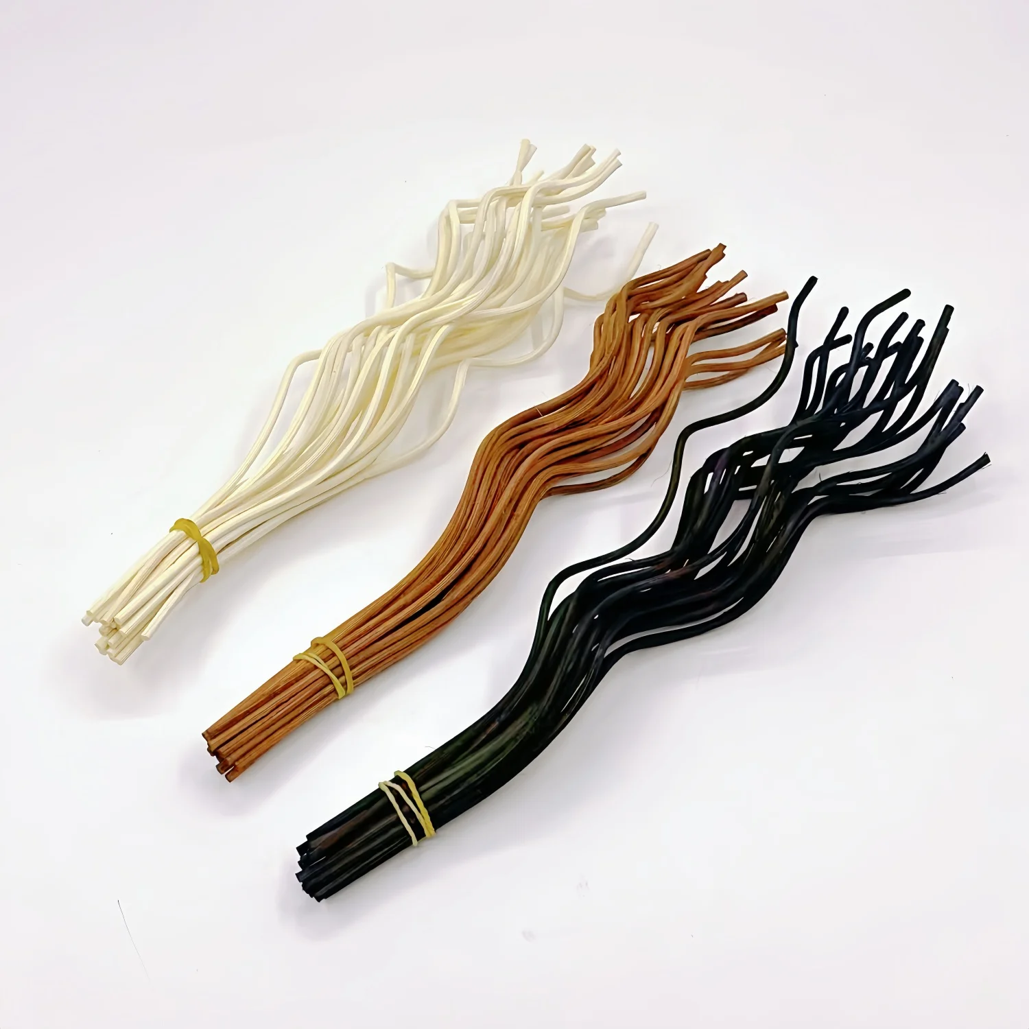 20 Varillas Curvas de Ratán sin Aroma para Difusor de Aceites Esenciales, Recambios para Botellas, Accesorios con Forma de Ola, Decoración del Hogar, 3 Colores Disponibles
