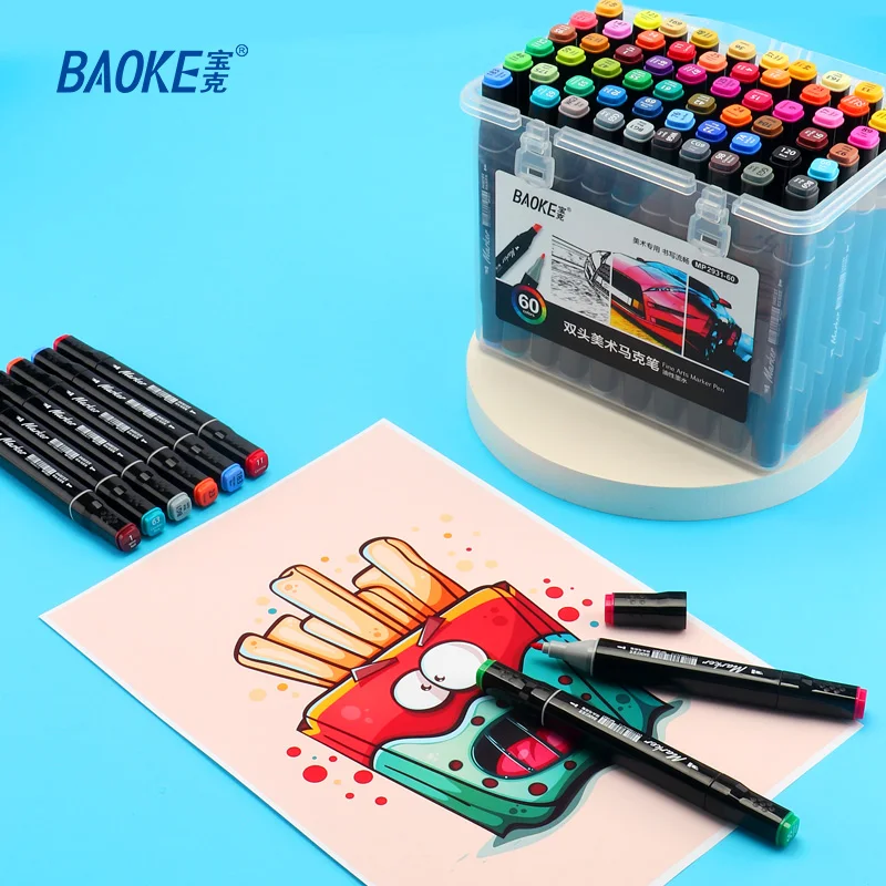 BAOKE MP2931#60 Colors Dual Tip Art Marker Set