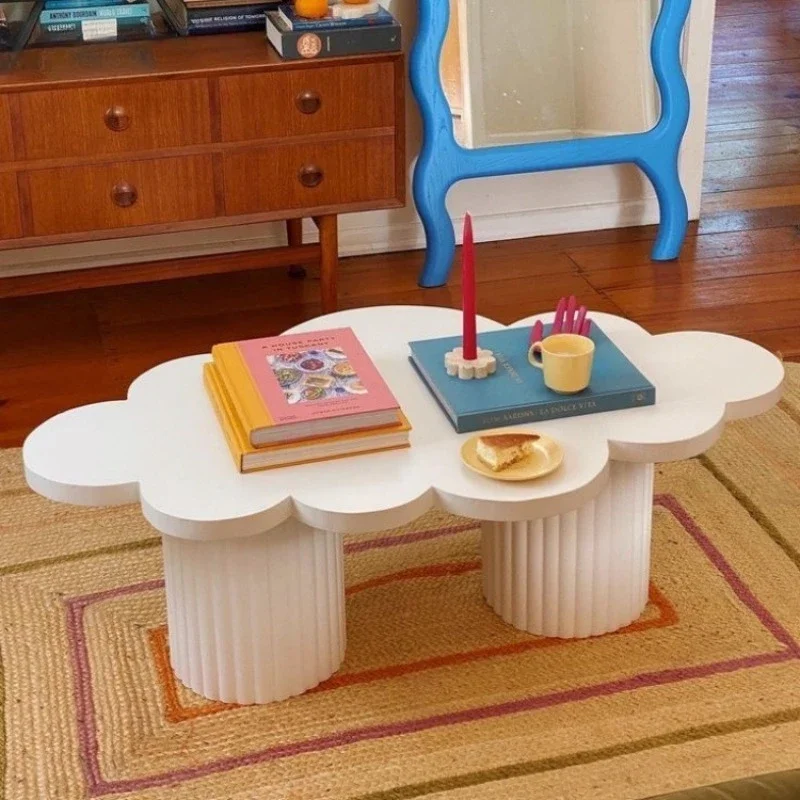 

Round small apartment living room coffee table, small stroke coffee table, simple modern cream rock slab