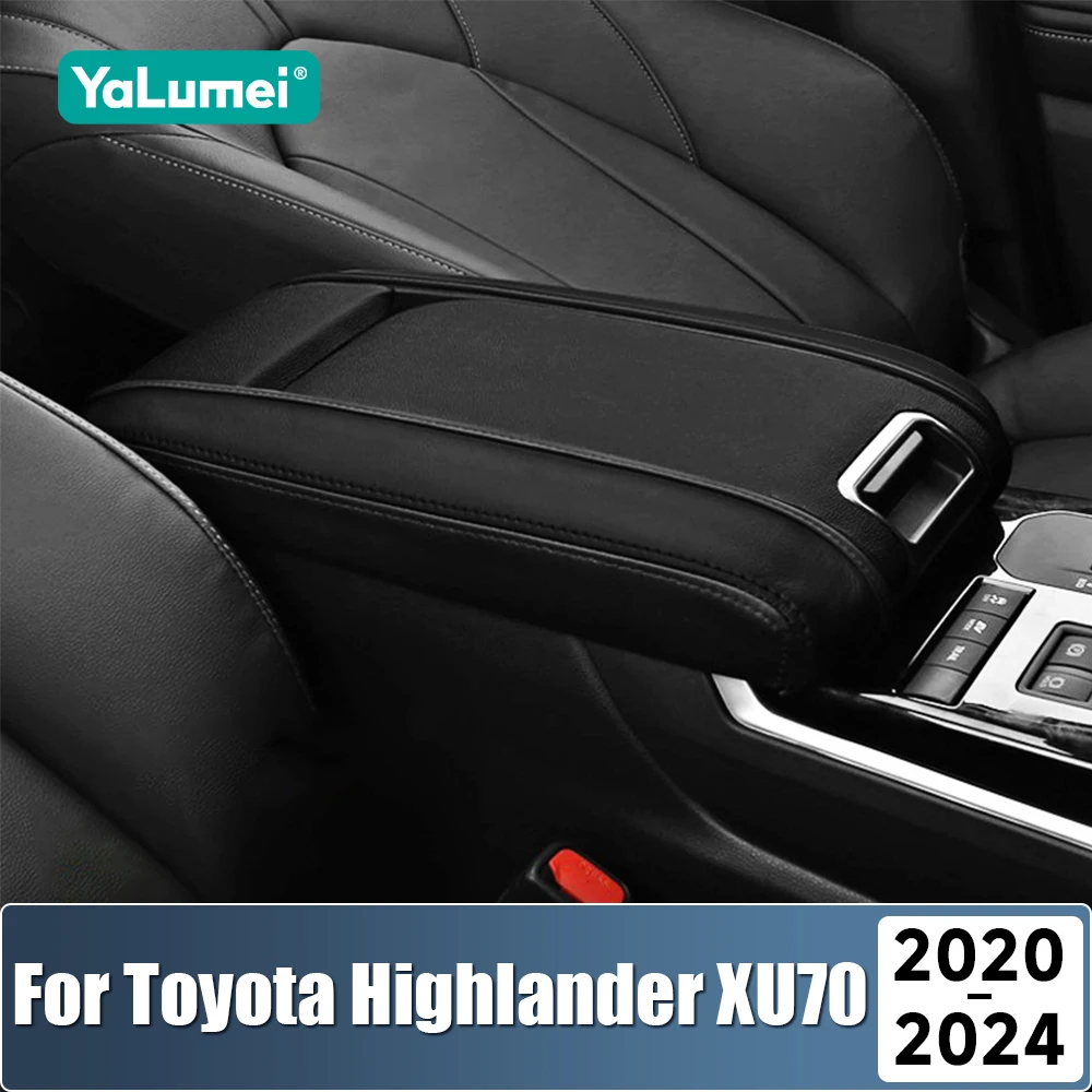Für Toyota Highlander XU70 Kluger 2020 2021 2022 2023 2024 Hybrid PU Leder Auto Center Konsole Armlehne Lagerung Box Abdeckung