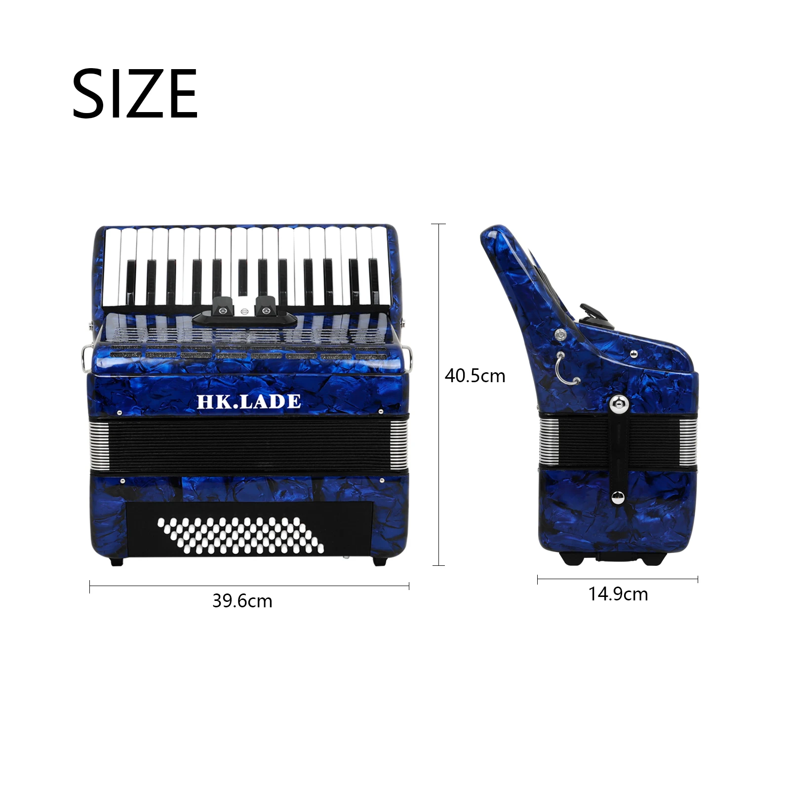HK·LADE AH-70 30-Key 60-Bass Piano Accordion with 3 Registers Accordion Lamb Leather Bellows With Accordion Shoulder Strap Bag