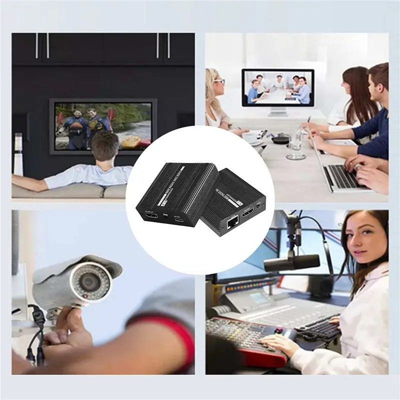 【Like】  Network Cable Extender Transmitter Receiver ET100 Audio Synchronization Output with IR Port HDMI-Compatible with US Plug