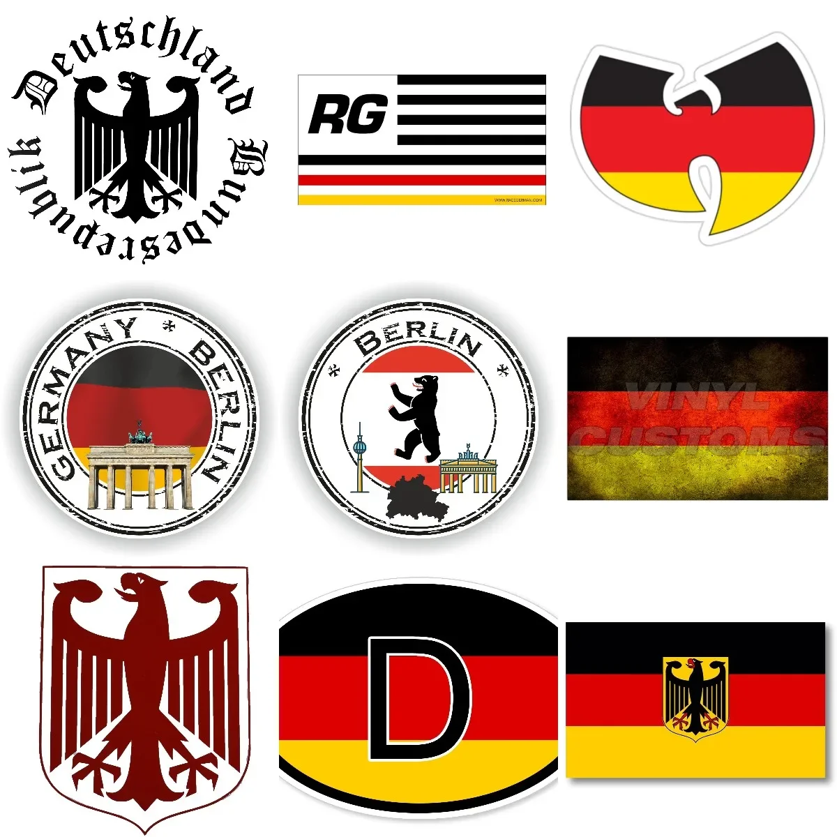 

D Germany Berlin Flag Eagle Bundesrepublik Deutschland Coat of Arms Creative PVC Sticker for Decorate Car Motorcycle Bicycle Van