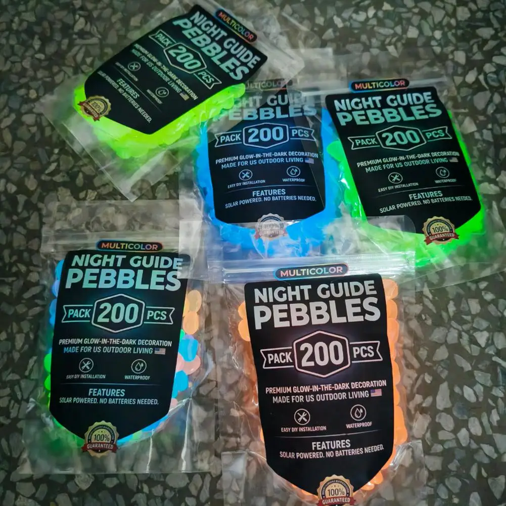 200-1000Pcs Glow In The Dark Pebbles Resin Luminous Stones For Landscape Garden Paths Potted Plants Parks Aquarium Decoration