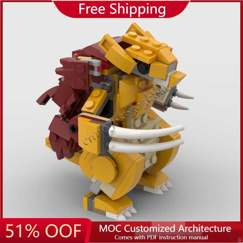 

158 PCS Yellow Pangolin Scales Building Blocks Model Creative Monster Assembly Toy For Kids Or Collectors Festival Surprise Gift