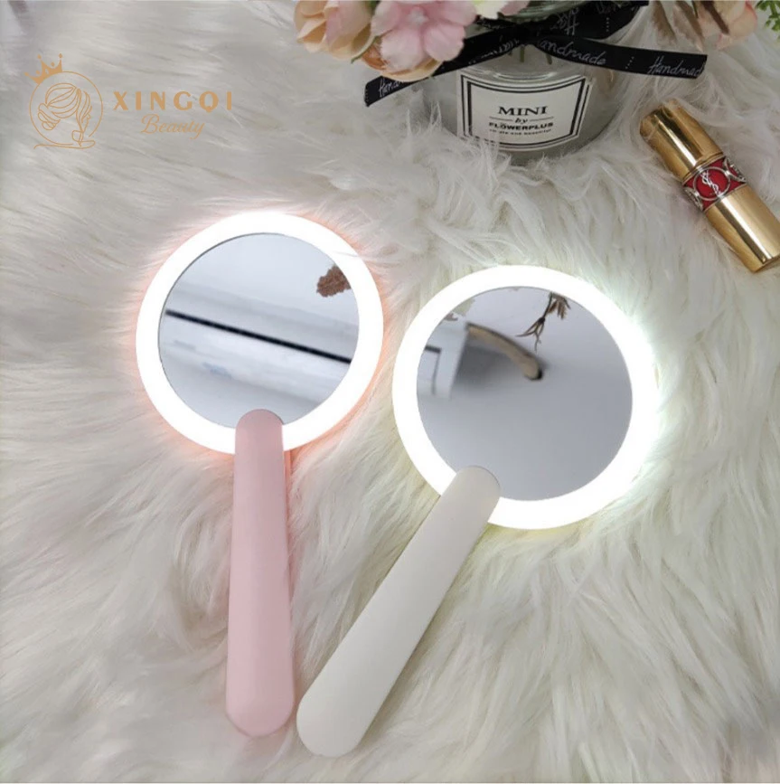 Miroirs de Poche à Lumière LED pour Femme, Mini Miroir de Voyage, Rose/Blanc, Petit Maquillage mini miroir maquillage lumineux à led miroir poche miroir voyage pliable miroir de poche lot miroir de sac à main