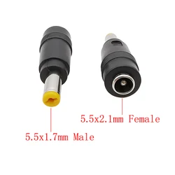 DC Power 5.5mm x 2.1mm Female Jack to 5.5x1.7mm Male Plug Connector DC Plugs Socket Adapter Converter for Laptop Charging