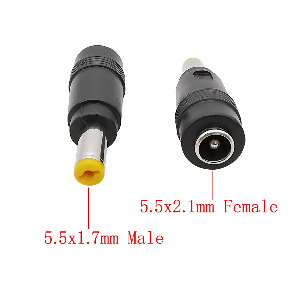 DC Power 5.5mm x 2.1mm żeńskie gniazdo do 5.5x1.7mm męskie złącze wtykowe DC wtyczki Adapter gniazda konwerter do ładowania laptopa