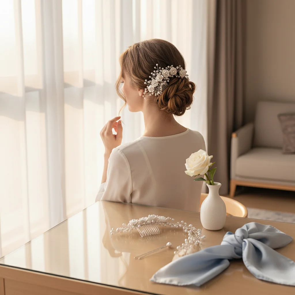 White Soft Clay Double Prong Hair Comb Set 2pcs Stable Grip Lightweight Design For Elegant Updos