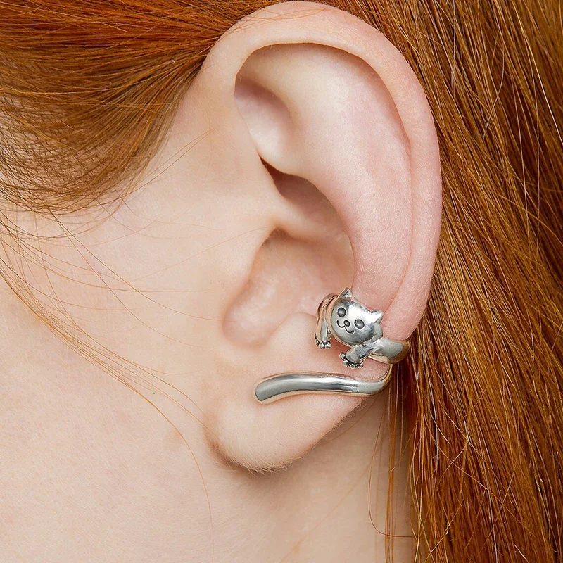 CAOSHI Chic Clip Earrings Lady Daily Wearable Jewelry Cat Shape Design Accessories Delicate Gift Cute Accessories for Women