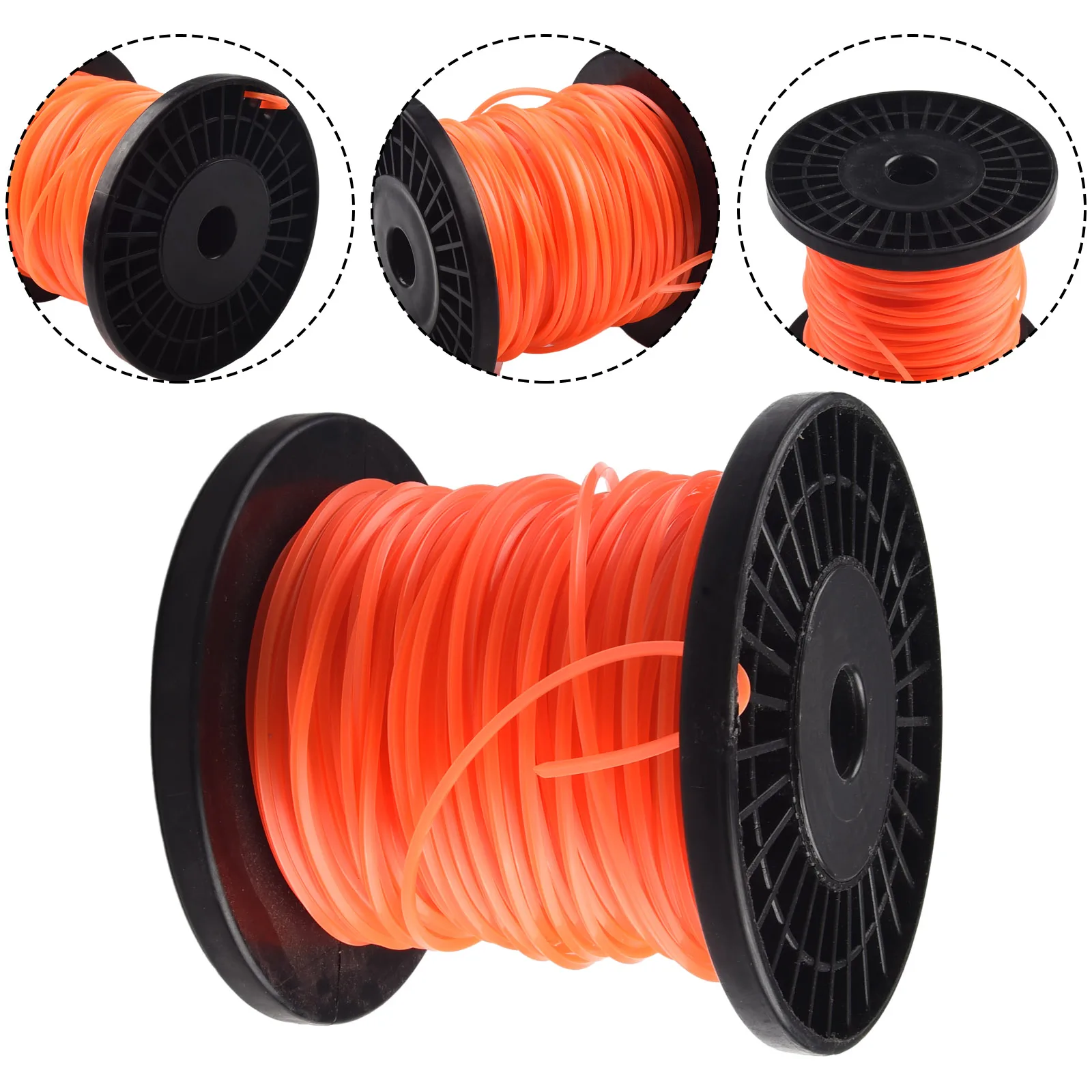 30m/50m Trimmer Line Orange Round Brushcutter Trimmer Cord Line Wire Lawn Mower Accessories Versatile Grass Line Grass Rope