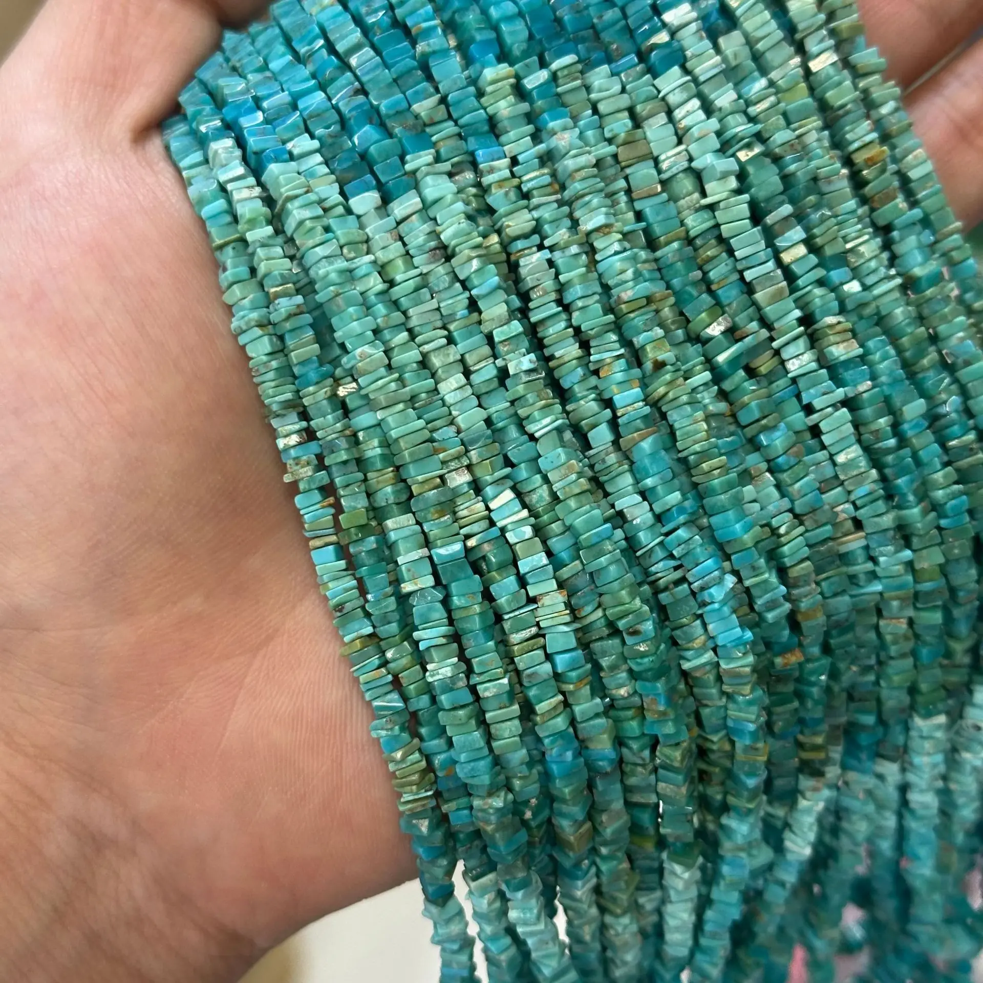 Natural Turquoise Square Piece Gradual Change Color Meisong Septum Turquoise Blue Turquoise Square Unshaped Square Loose Beads