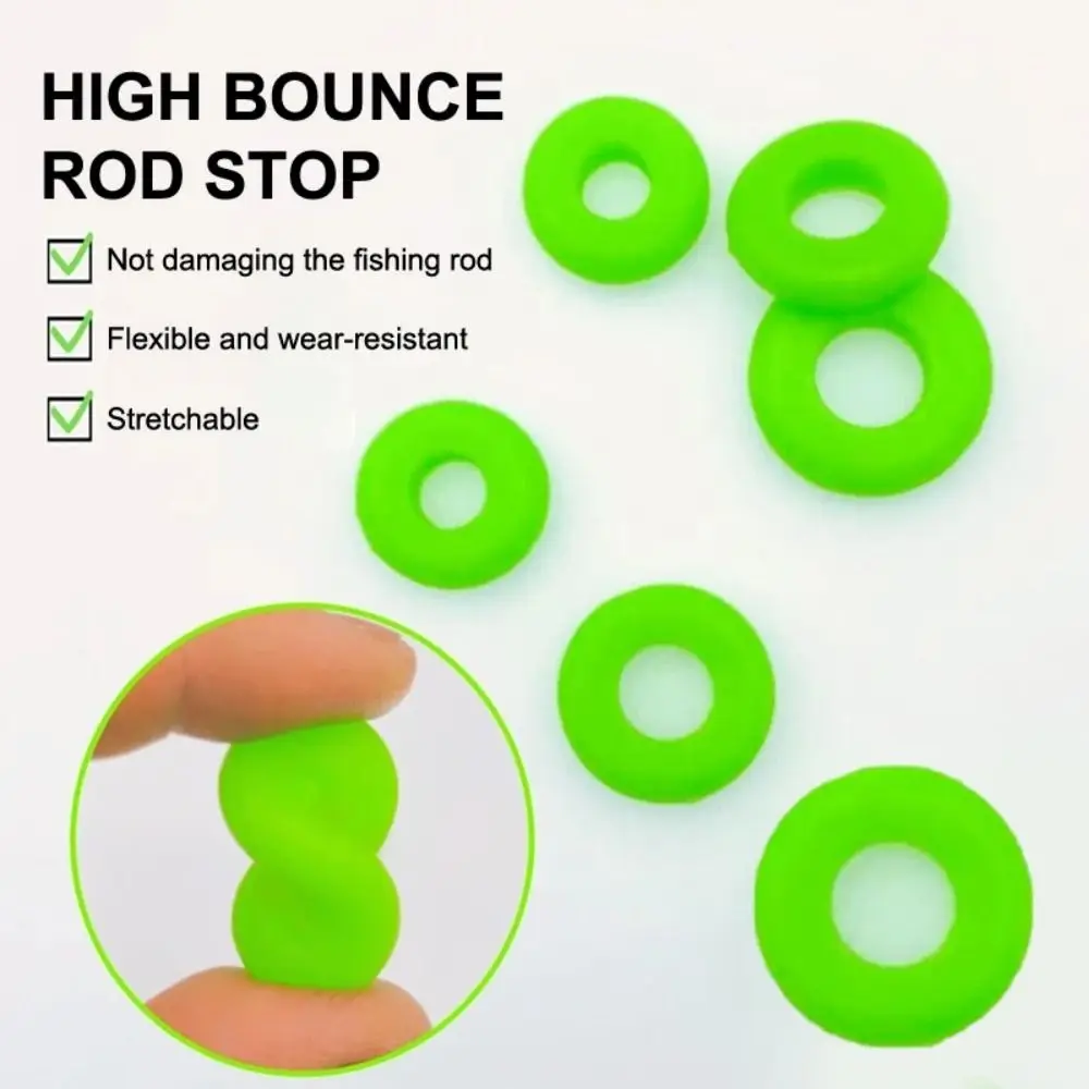 10Pcs Anti-Slip Fishing Pole Stopper Anti-detachment Silicone Fishing Rod Stop Ring High Elasticity Universal