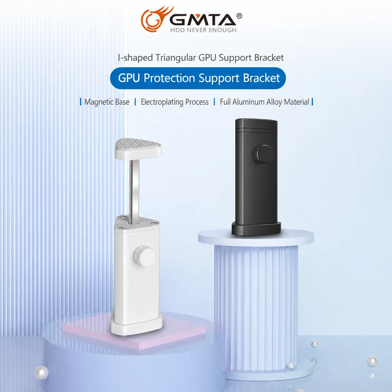 Triangles Graphics Card Bracket Magnetic GPU Holder for Piece Case Aluminum Alloy Construction