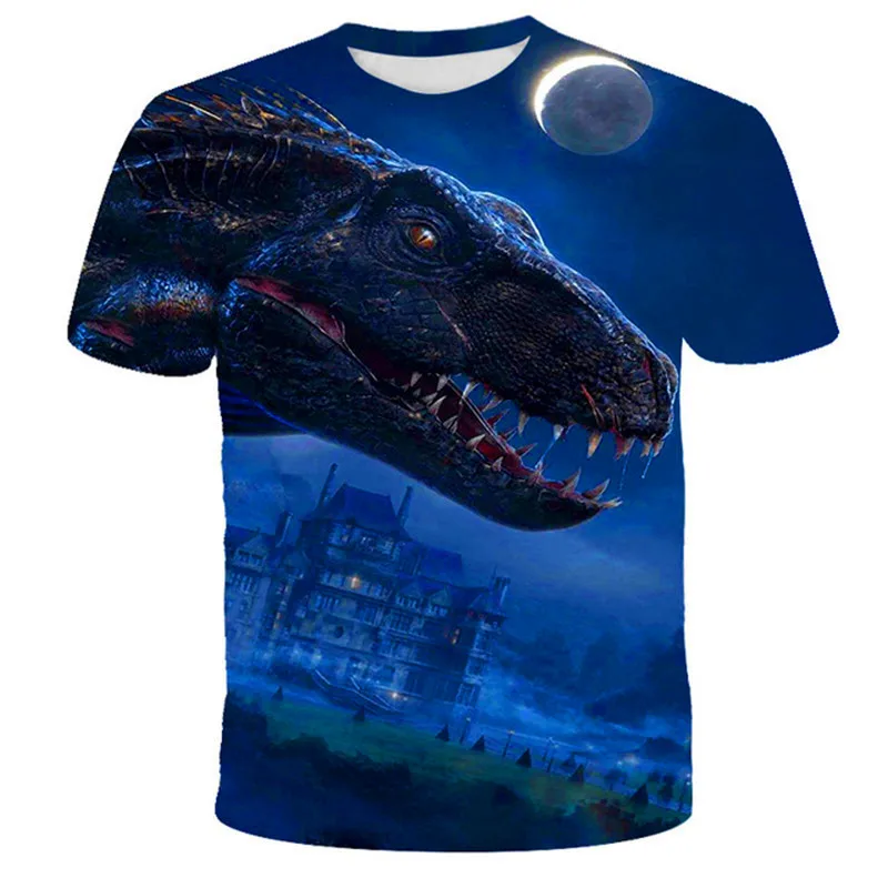 Meninos meninas dos desenhos animados t-shirts crianças dinossauro impressão tshirt para meninos crianças verão manga curta jurassic parque camiseta topos roupas