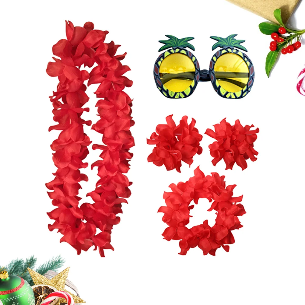 5Pcs Pineapple Eyeglasses and Hawaii Ornament Set Attractive Party Decoration Add Personality to Performance Stand Out Crowd