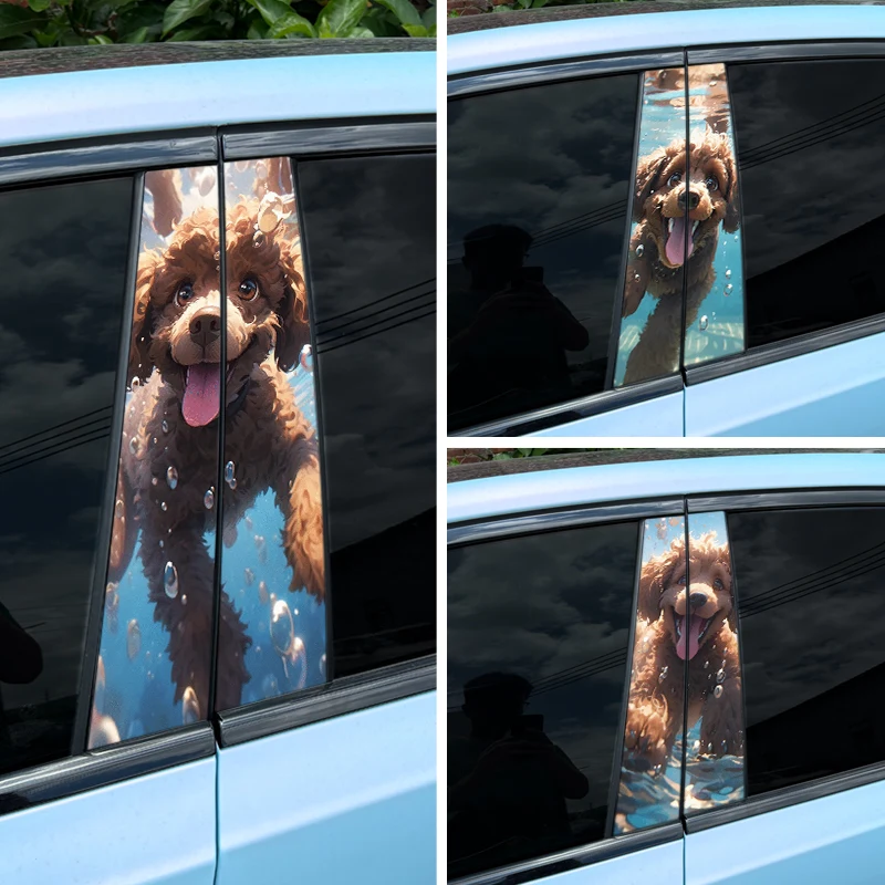 

1pc/2pcs Teddy Car Stickers Auto B Pillar Waterproof Decoration Cover Scratches DIY Car Doors Pillar Durable Pupply Vinyl Decals
