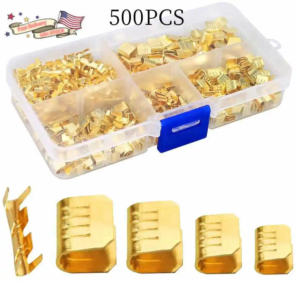 500 Pcs U Shape Copper Ring Terminals Crimp Kit-Non-Insulated Assortment USA