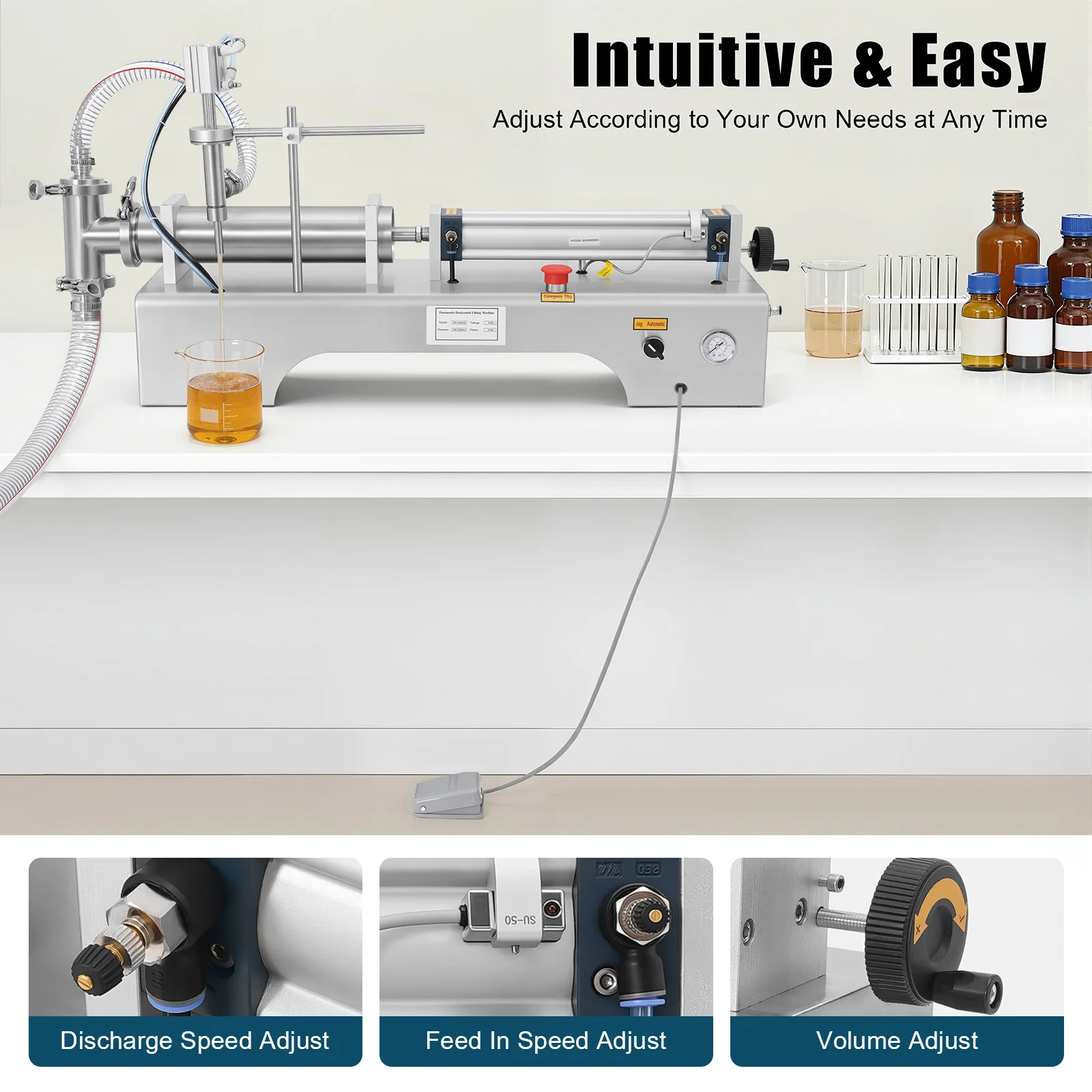 100–1000 ml horizontale pneumatische Flüssigkeitsfüllmaschine, quantitative automatische und steuerbare Füllung, für Saft- und Bierkosmetik – Detail 5