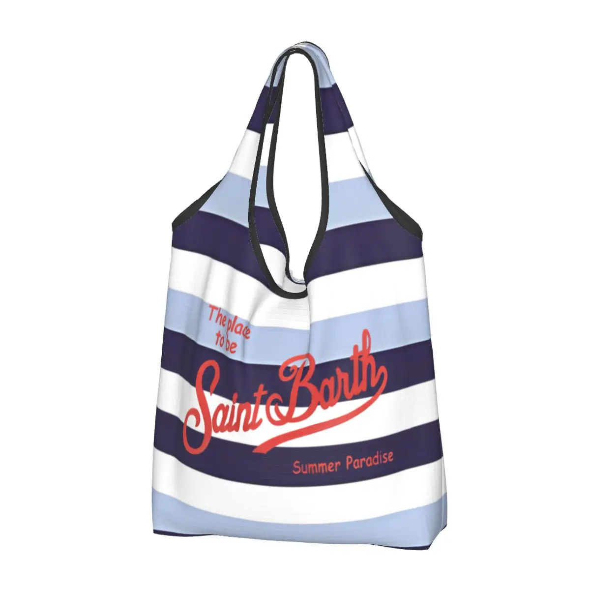 

Large Reusable S-SAINT B-BARTH Grocery Bags Recycle Foldable Summer Paradise Shopping Tote Bag Washable With Pouch