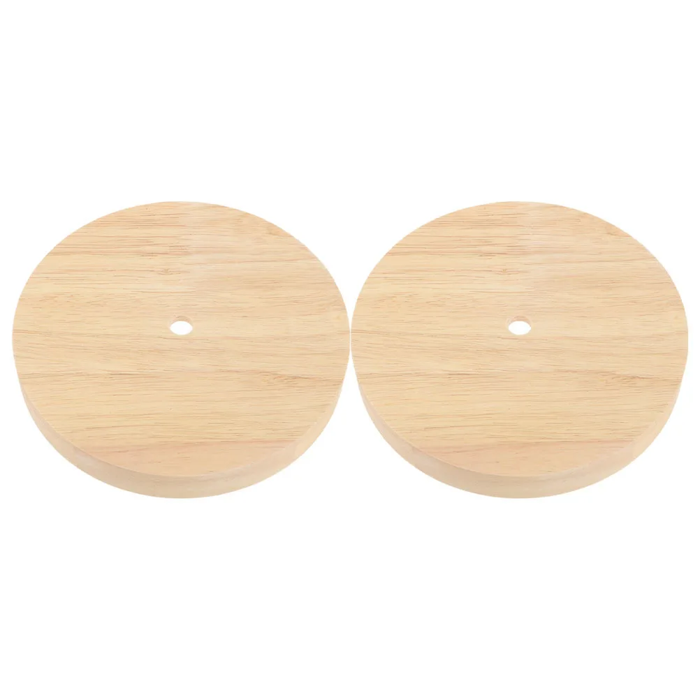 

2pcs Wooden Lamp Base For Diy Table Light Round Solid Wood Display Stand Natural Grain Bedroom Study Decor Night Light Base