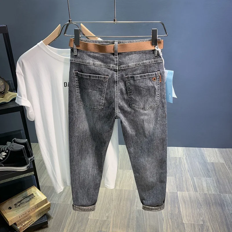 2024 Summer Fashion Fashion Brand Jeans Men's Thin Stretch Casual Versatile Ruan Handsome Slim Fit Ankle-Length Pants