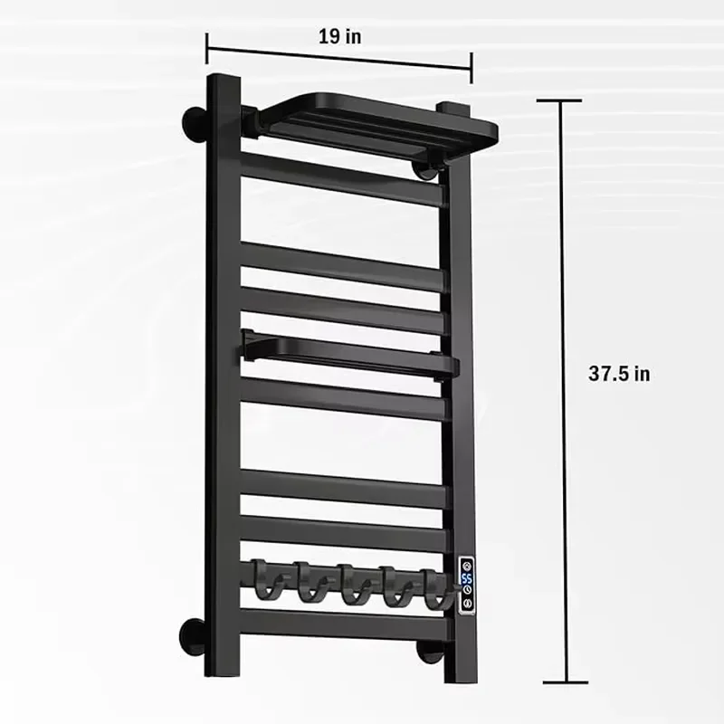 for 150W 110V White Wall Mounted Electric Towel Warmer with LED Digital Display Heated Towel Rack for Bathroom