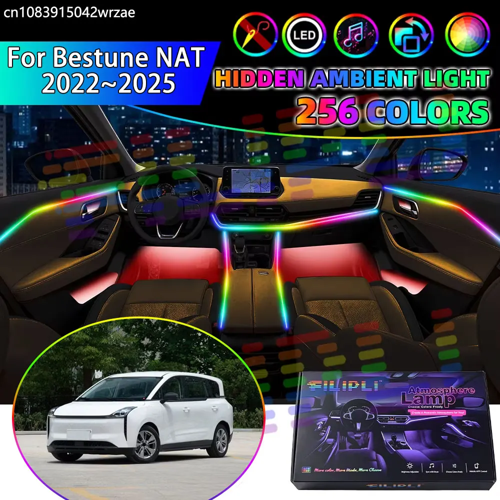 For Bestune NAT 2022~2025 E05 RGB Car Interior Ambient Lights Strips Breathing Lighting Kit App Control LED strips Auto Parts
