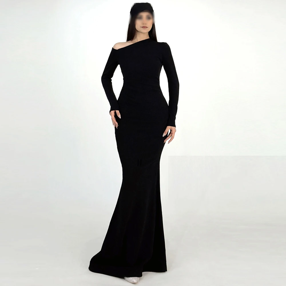 Sexy Mermaid Evening Dress Temperament Long Sleeves Customized Celebrity Gowns High Quality Jersey Bespoke Occasion Gown