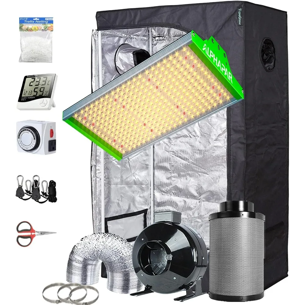 

Grow Tent Kit 300W LED Full-Spectrum Grow Light New Tech Sunlike, 36"X20"X63"Indoor Grow Tent, 4" Ventilation Kit