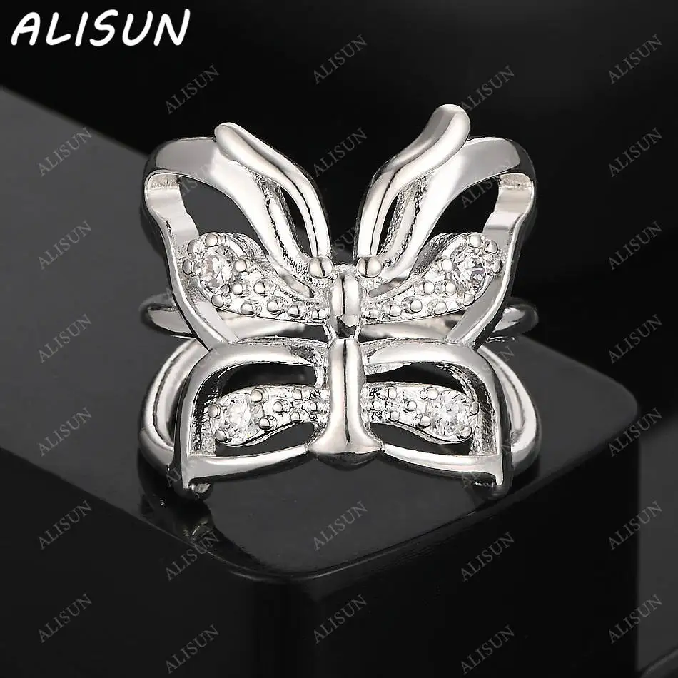

ALISUN 925 Sterling Silver Zircon Butterfly Open Ring For Women Fashion Jewelry Vintage Grace Charm Noble Party Birthday Gifts