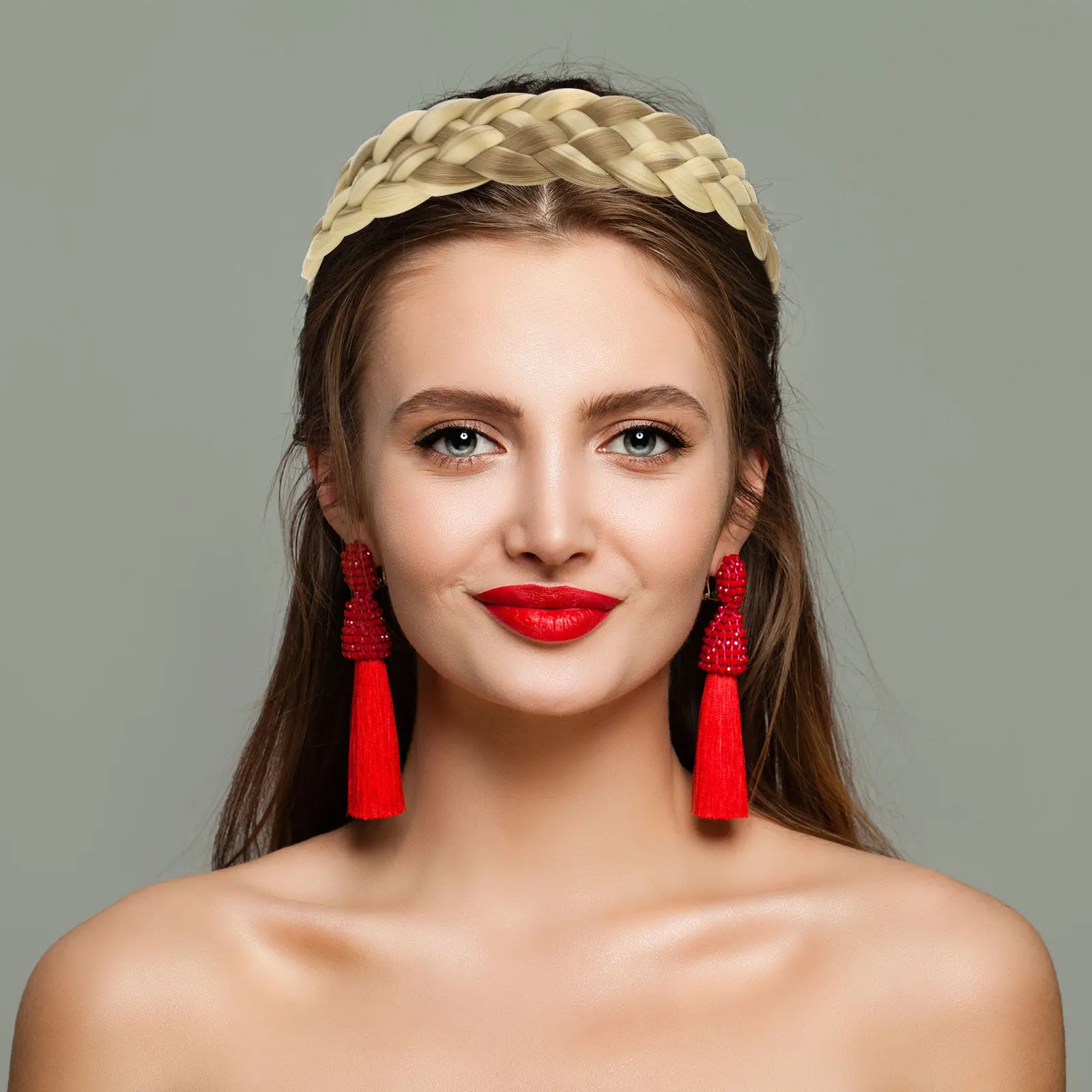 

Women's Braided Hair Band Comfortable Stretchy Headpiece for Office Prom Dance Recital Female Headdress Braid Ponytail Styling