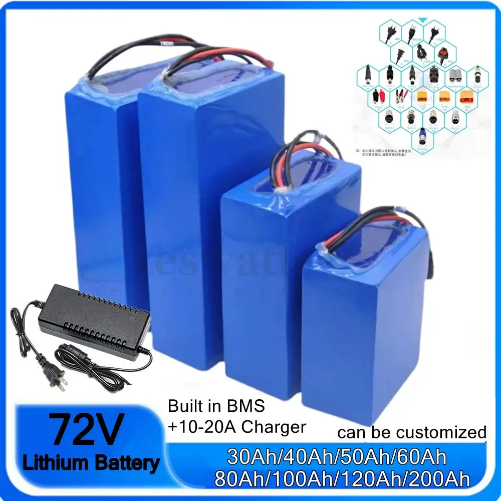 72V 30Ah 40Ah 50Ah 60Ah 80Ah 100Ah 120Ah 200Ah Battery 3000W 5000W 84V tricycle Two-wheeler three-wheeler