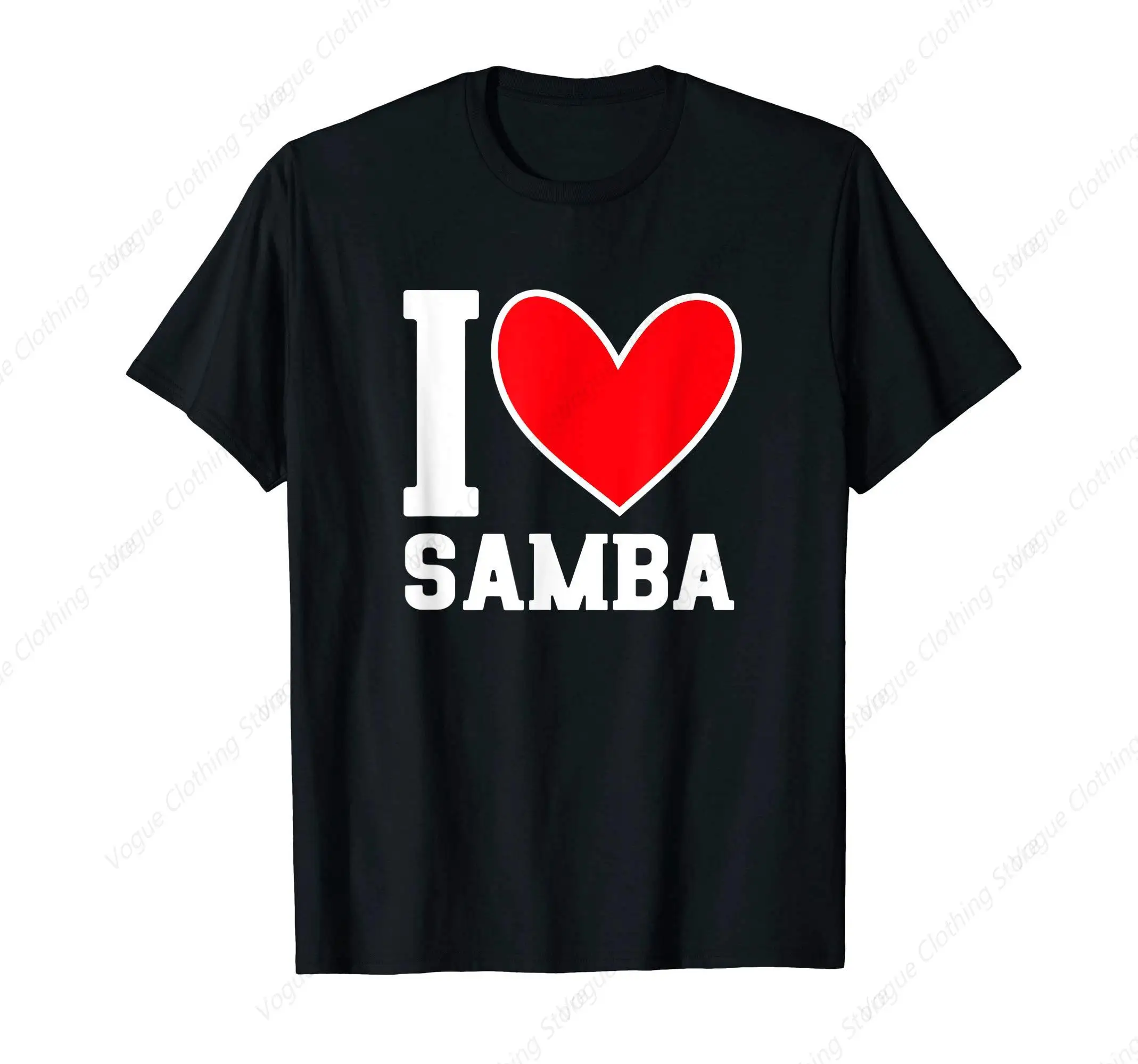 I Love Samba T-Shirt Round Neck Retro Tops Funny Cotton Tops Leisure Tee Comfortable Clothing